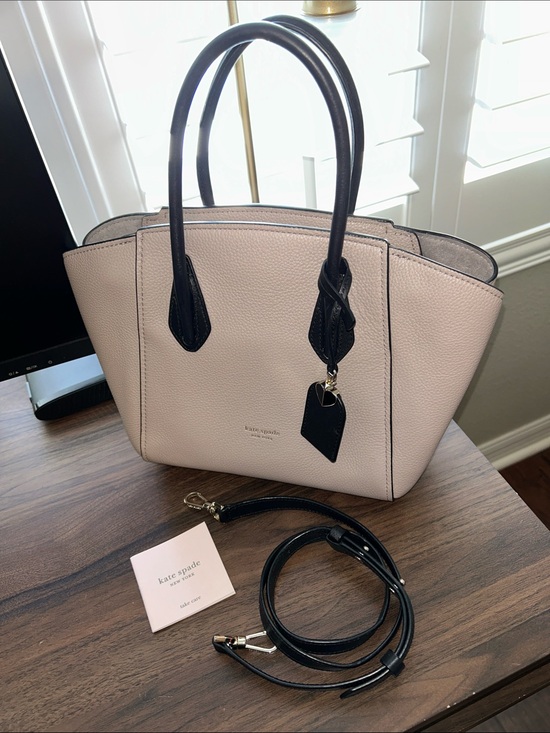 kate spade Handbags - kate spade Pebbled Leather Tote Taupe Leather with Black Trim